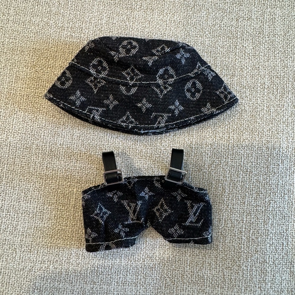 Labubu Denim Overalls with Matching Bucket Hat